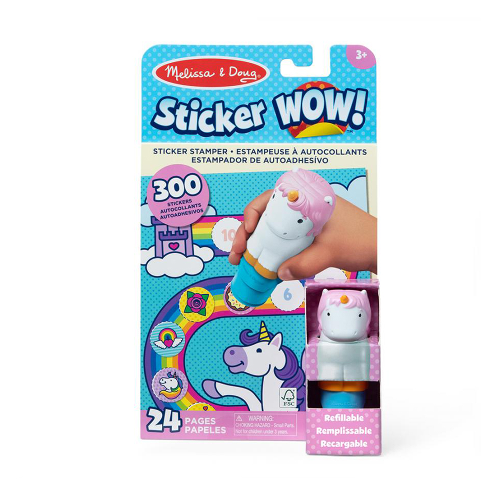 Набір для творчості Melissa &amp; Doug Sticker WOW Єдиноріг, від 3 років (блокнот, 24 ст + штамп, 1 шт + наліпки, 300 шт) (SM93205/6074898)